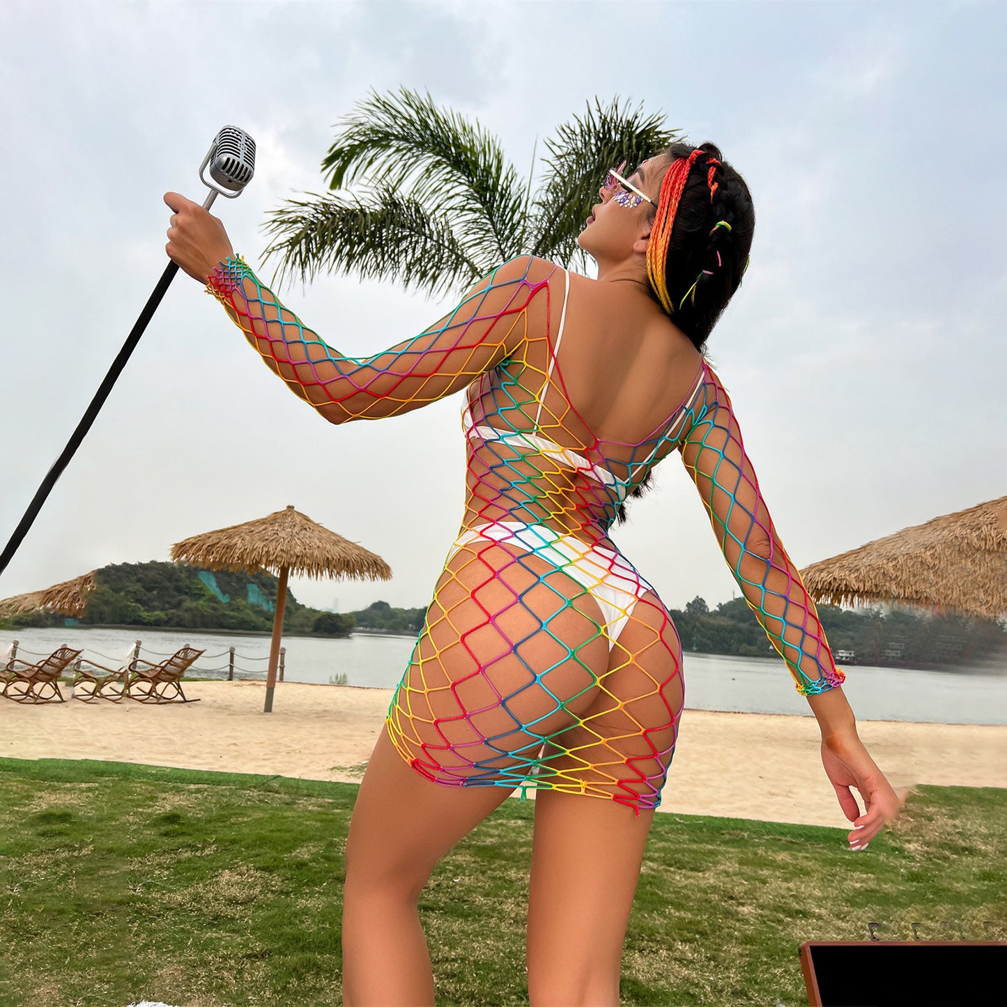 Prismatic Allure Body Fishnet