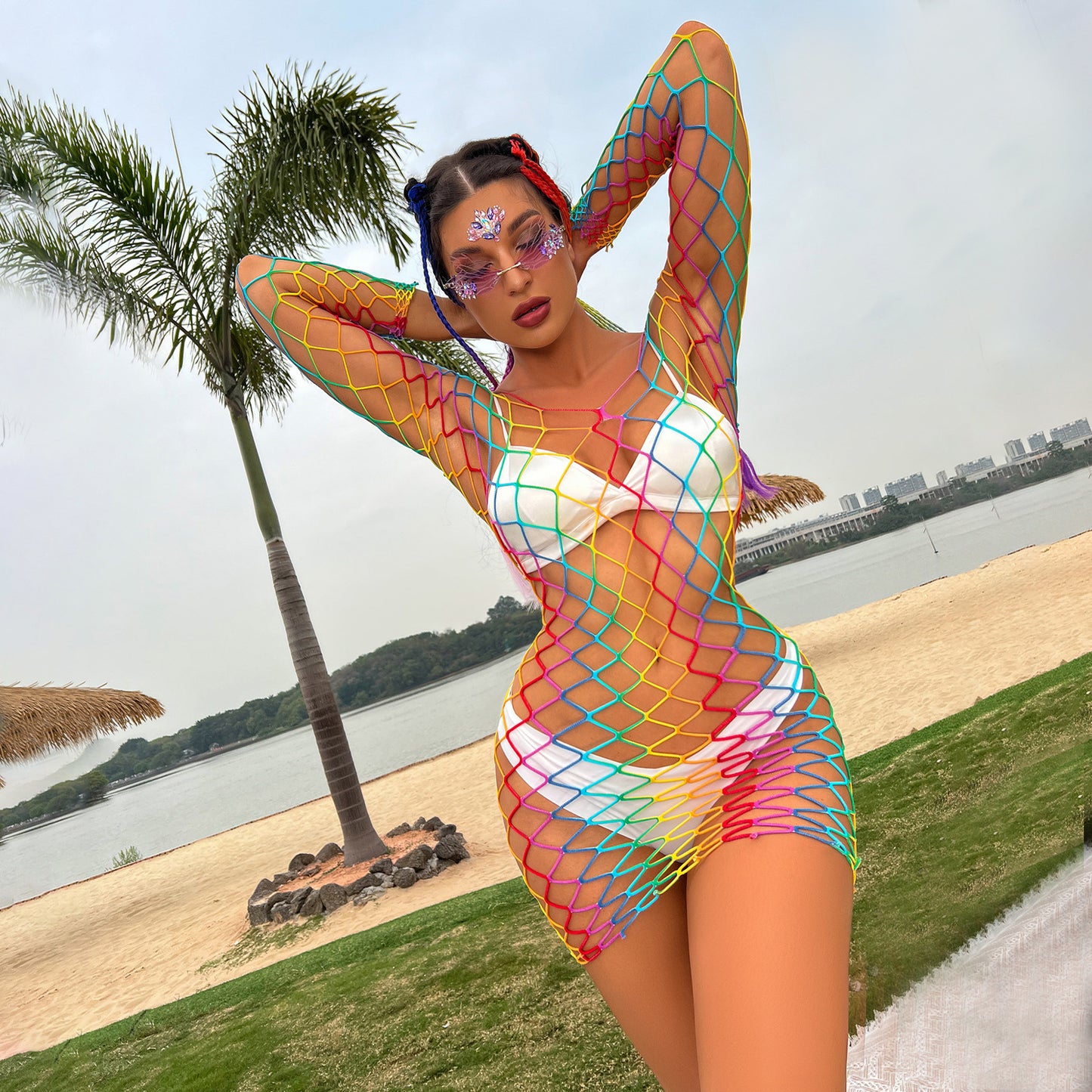 Prismatic Allure Body Fishnet