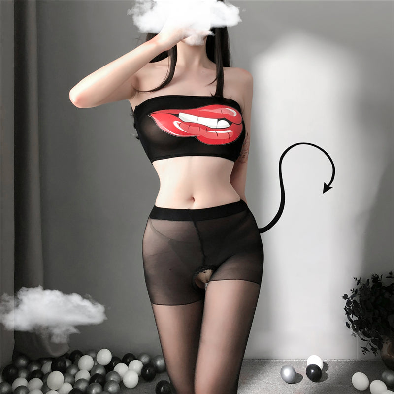 Sheer Chic: See-Through Top and Leggings Set