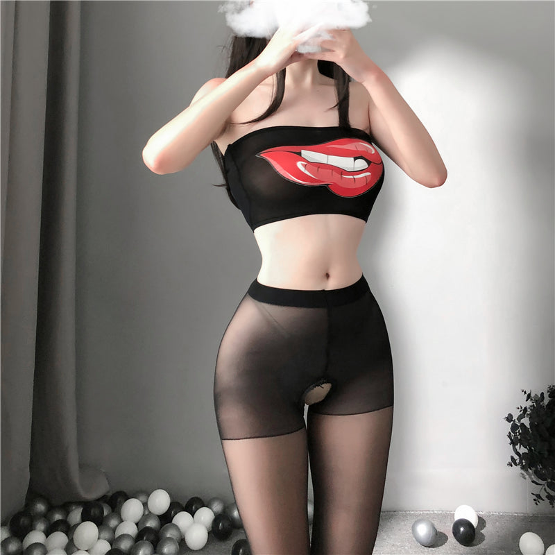 Sheer Chic: See-Through Top and Leggings Set
