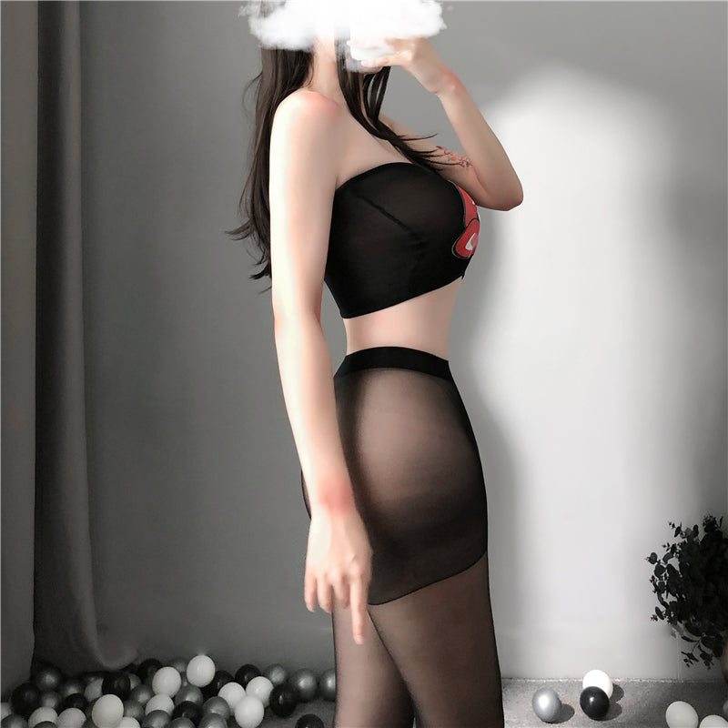 Sheer Chic: See-Through Top and Leggings Set