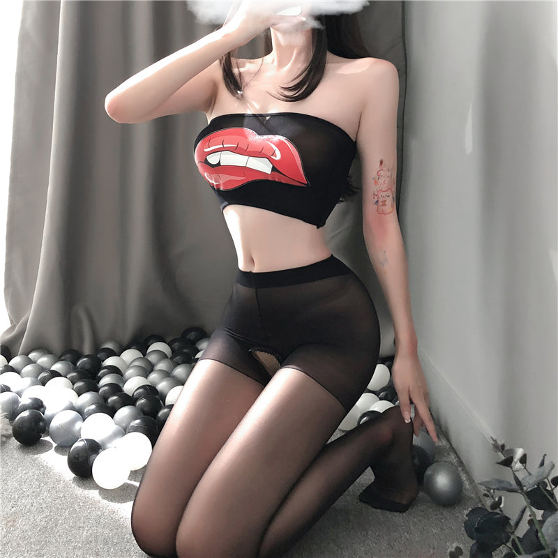 Sheer Chic: See-Through Top and Leggings Set