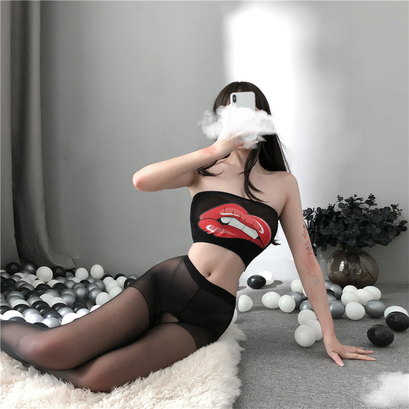 Sheer Chic: See-Through Top and Leggings Set