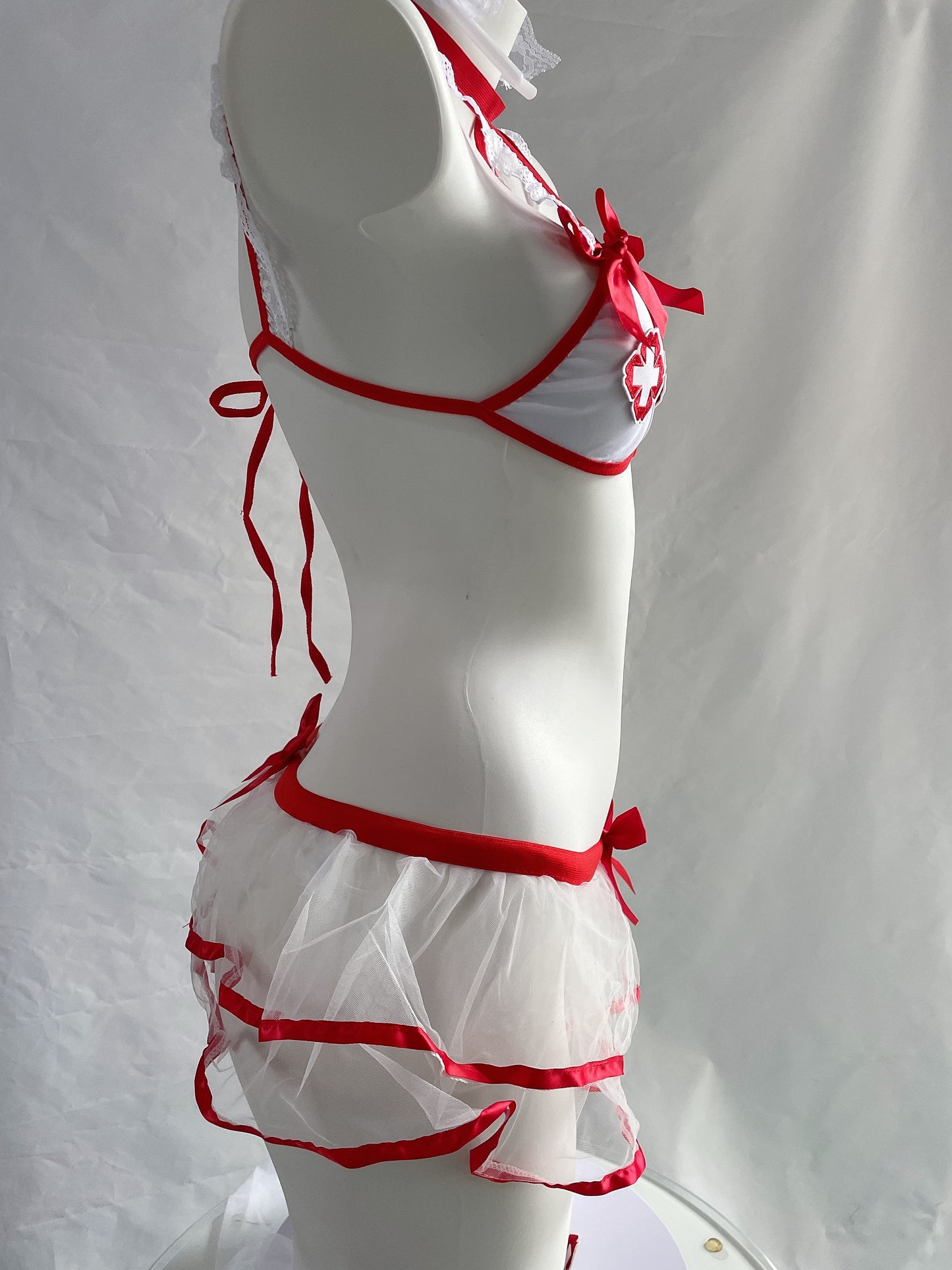 Erotic Mesh Nurse Uniform Lingerie Set