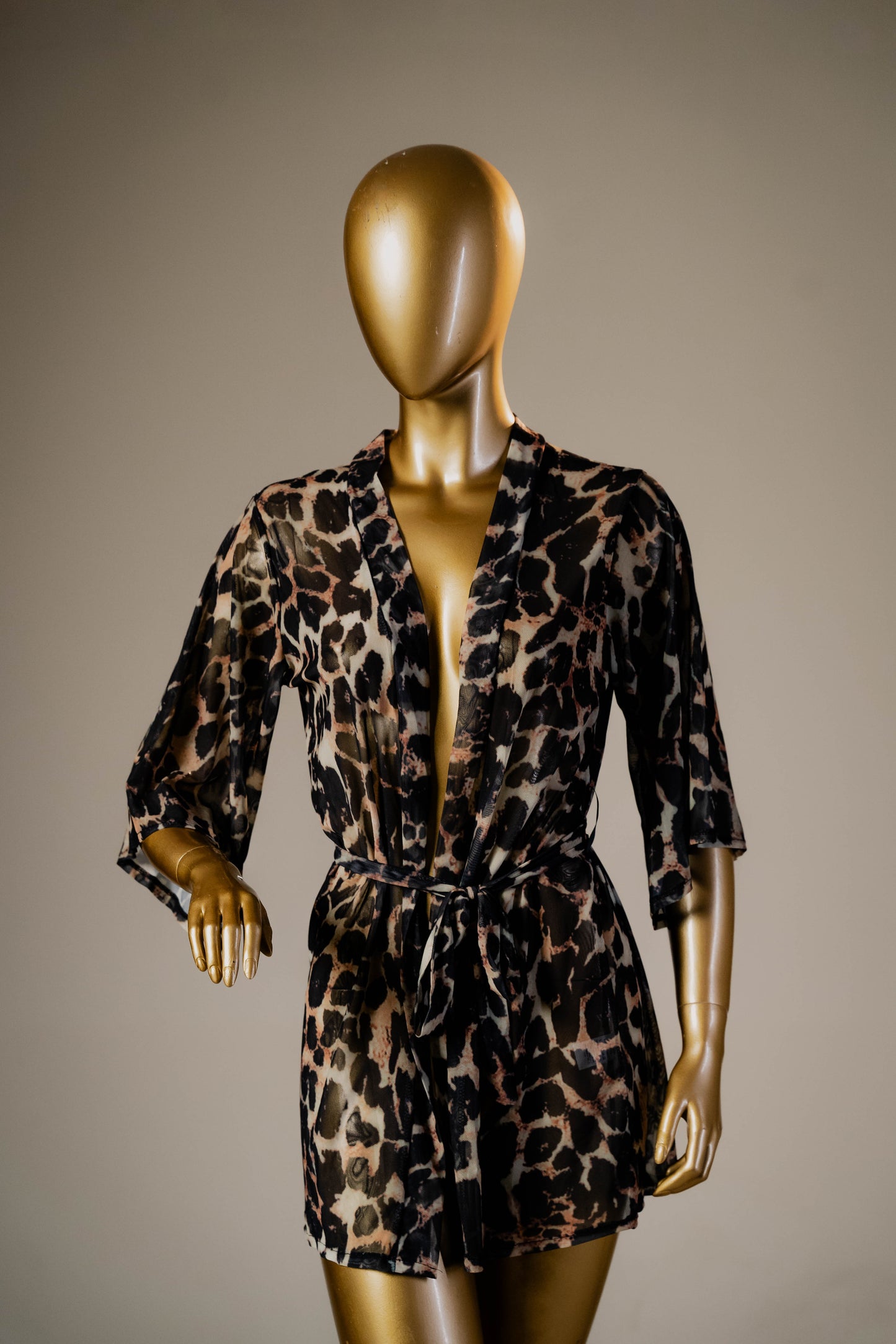Fierce & Flirty Leopard Print Sheer Kimono Robe