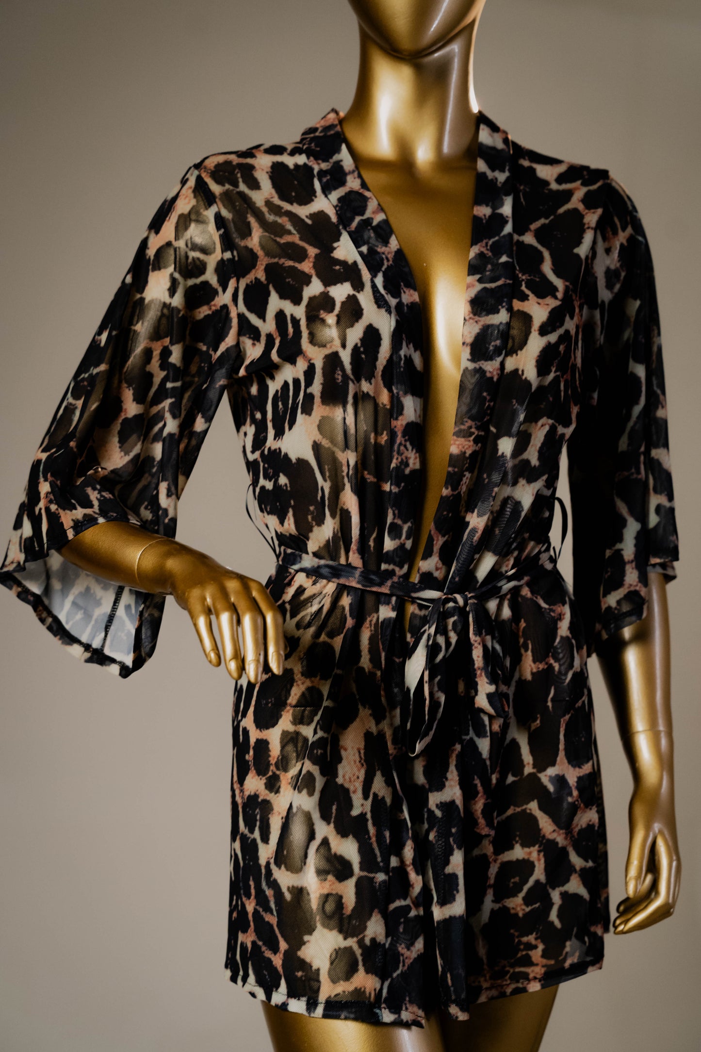 Fierce & Flirty Leopard Print Sheer Kimono Robe