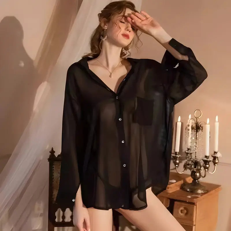 Sensual Sheer Button-Down Shirt