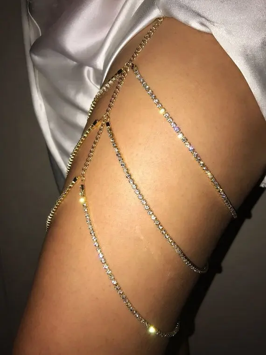 Sexy Rhinestones Multi Layers Body Chain Jewelry Shiny Leg Thigh Chain