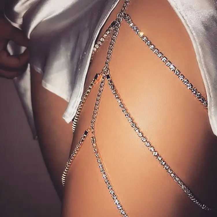 Sexy Rhinestones Multi Layers Body Chain Jewelry Shiny Leg Thigh Chain