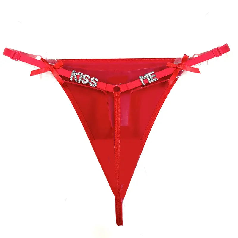 "Kiss Me" Rhinestone G-String Thong - Bold and Flirty