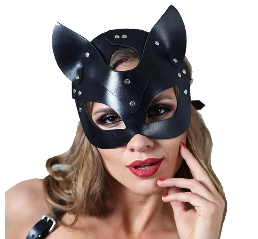 Erotic Cosplay Mask with Heart Ring Choker