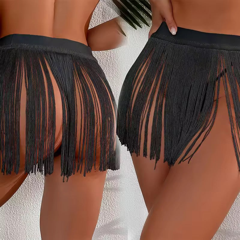 Sexy Fringe Skirt Lingerie - Black Tassel Hip Wrap