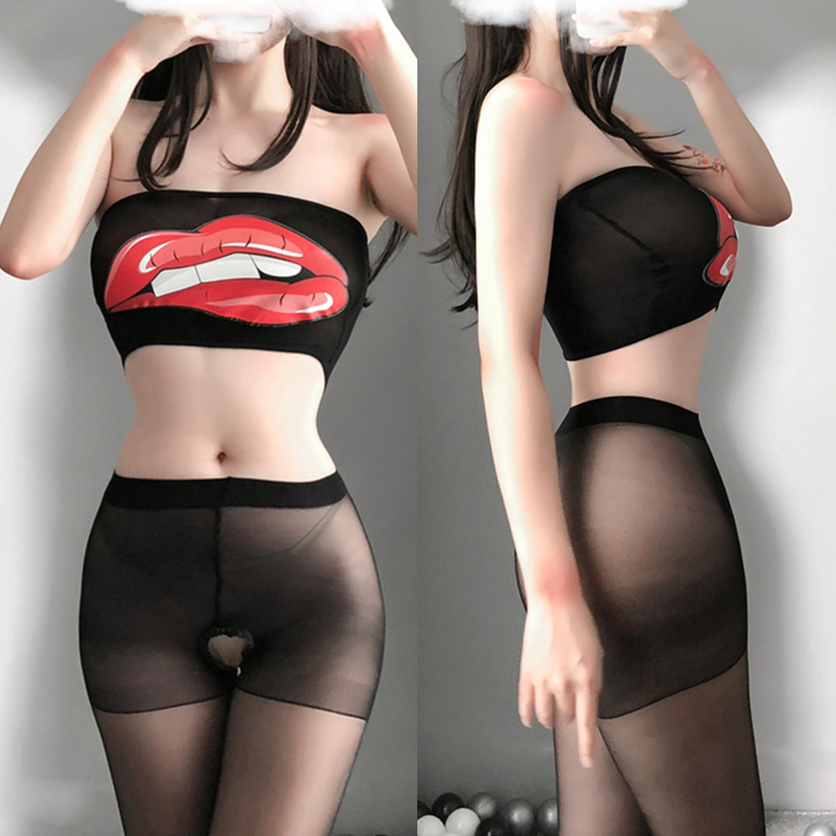 Sheer Chic: See-Through Top and Leggings Set