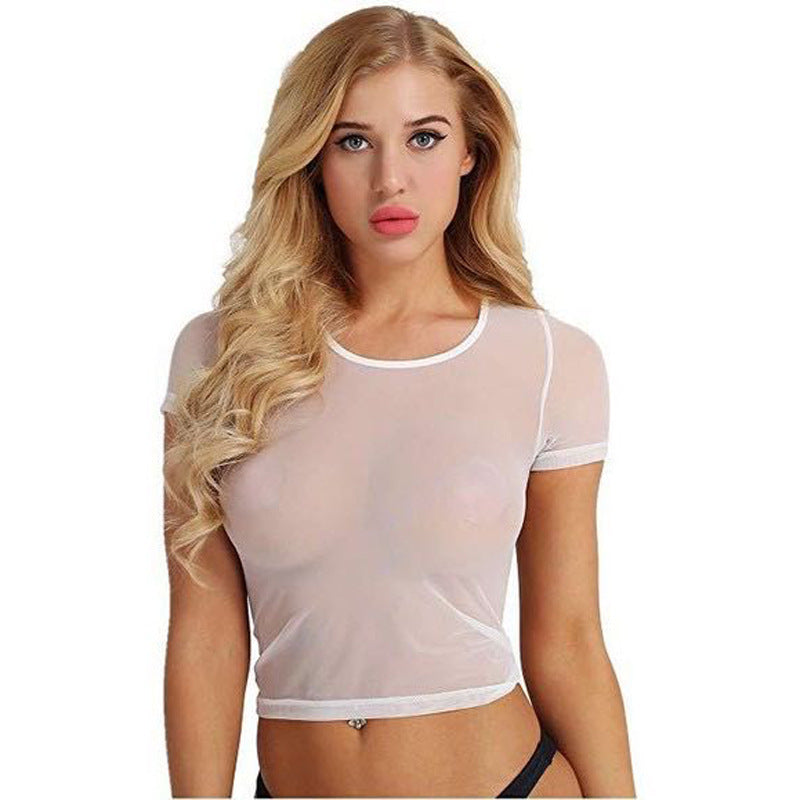 Sheer Mesh See-through T-shirt.