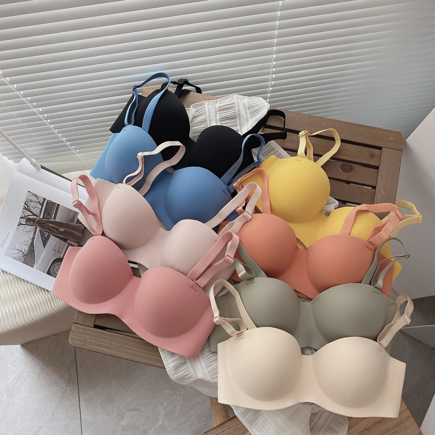 Sweet Solid Color Push up Bra