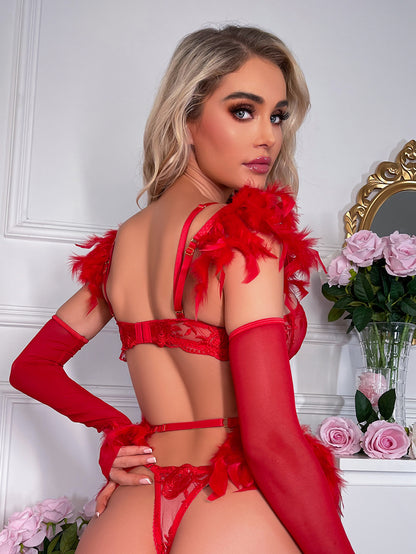Mystique Feathers Lingerie Set