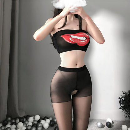 Sheer Chic: See-Through Top and Leggings Set