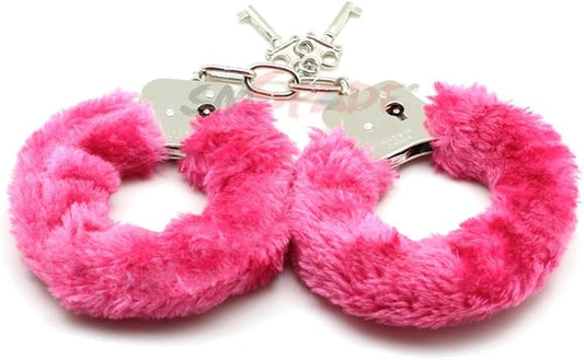 Fuzzy Pink Handcuffs with Keys - Playful and Soft Restraints