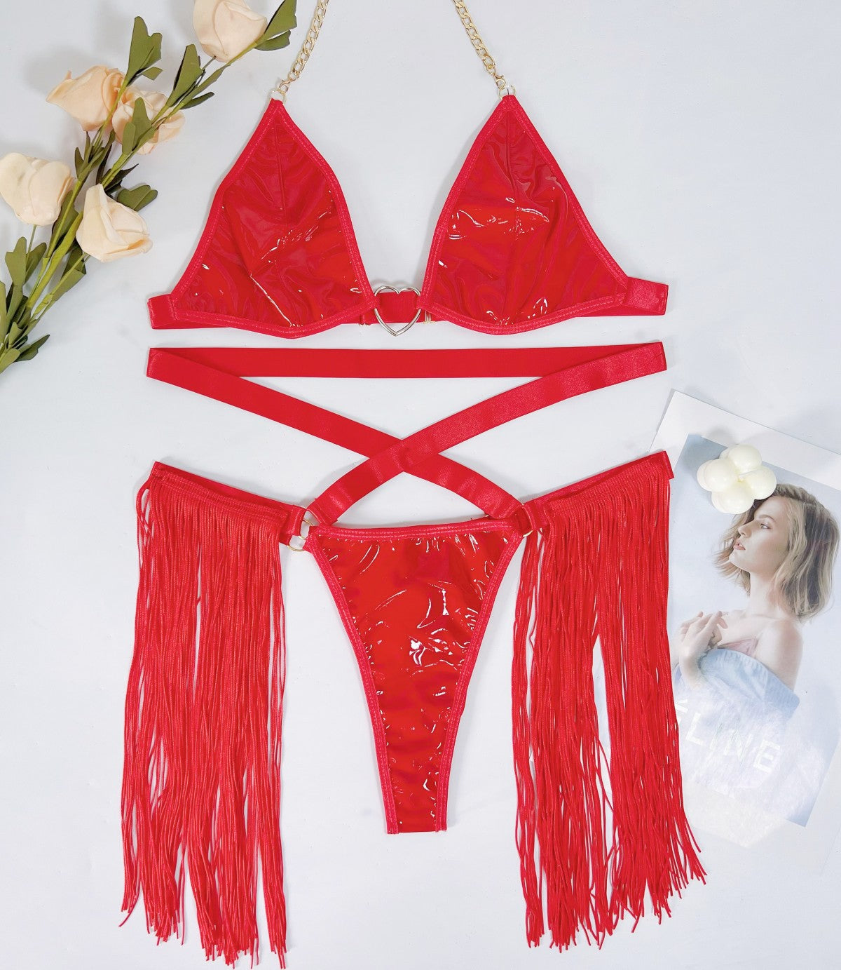 Scarlet Seduction: Red Hot Lingerie Set