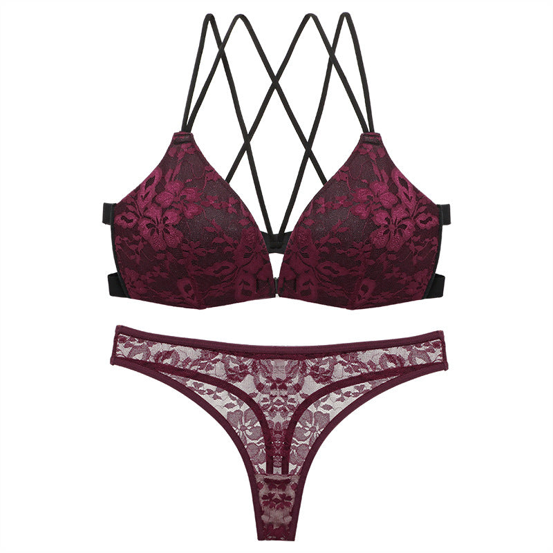 Wine lace lingerie set alternate view by Zeerjama