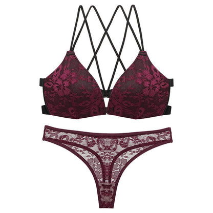 Wine lace lingerie set alternate view by Zeerjama