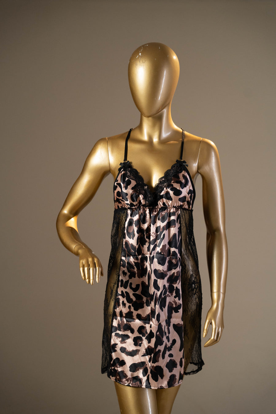 Wild Seduction Leopard Satin & Lace Nightdress