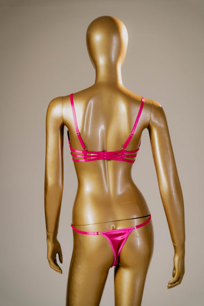 Hot Pink Lace & Chain Lingerie Set - Sultry & Bold