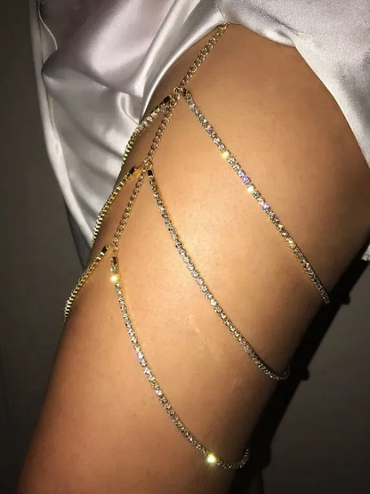Sexy Rhinestones Multi Layers Body Chain Jewelry Shiny Leg Thigh Chain