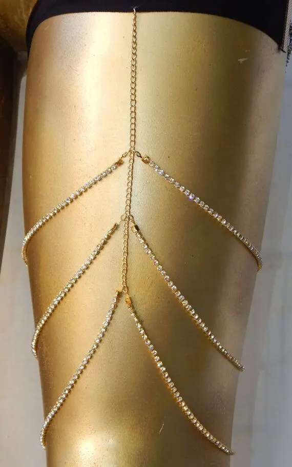 Sexy Rhinestones Multi Layers Body Chain Jewelry Shiny Leg Thigh Chain