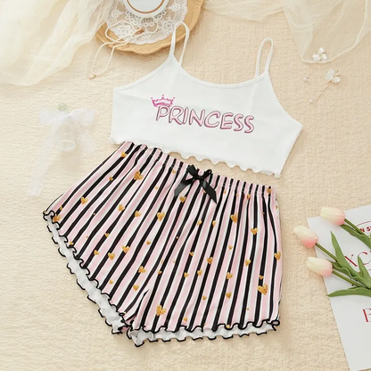 Zeerjama "Princess" Heart & Stripe Loungewear Set