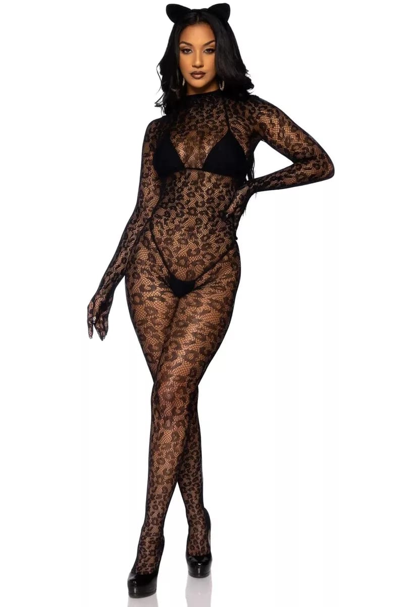 Fierce Black Lace Cat Costume - Wild and Seductive