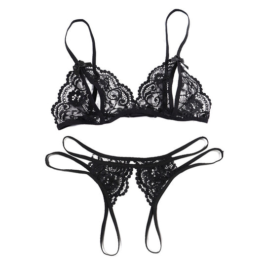Midnight Floral Lace 2 Piece Lingerie Set