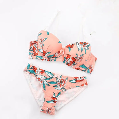 Elegant Floral Push Bra set