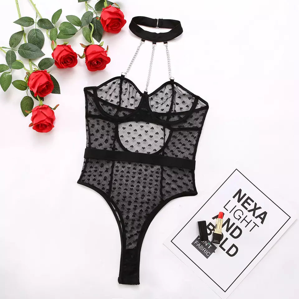 Erotic see-through Bodysuit with choker